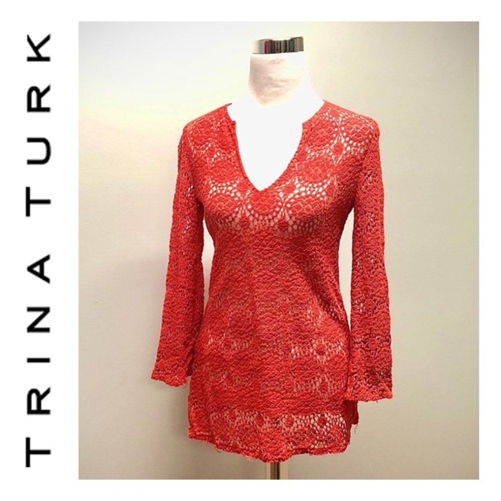 TRINA TURK * "OPEN KNIT" CROCHET TUNIC